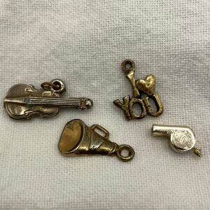 Jewelry Findings Charms Crafts Lot of 4 Megaphone Whistle Stringed Instrument